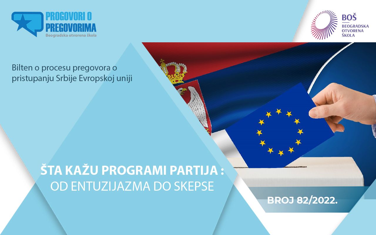 Dostupan 82. broj biltena Progovori o pregovorima „Šta kažu programi partija - Od entuzijazma do skepse“