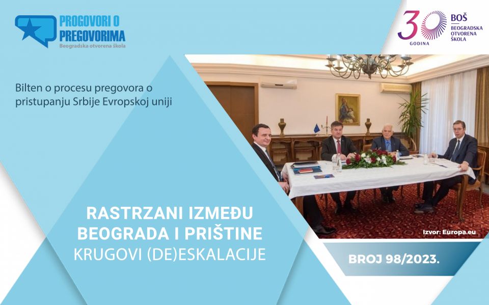 Dostupan 98. broj biltena Progovori o pregovorima „Rastrzani između Beograda i Prištine - Krugovi (de)eskalacije“